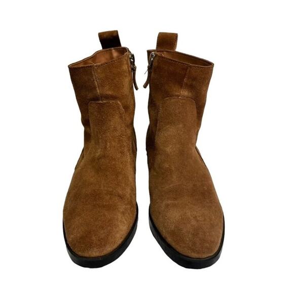 ZARA TRF SUEDE Booties 38 Camel Brown Ankle Side Zip Closure Western Rodeo Boho - Picture 2 of 14